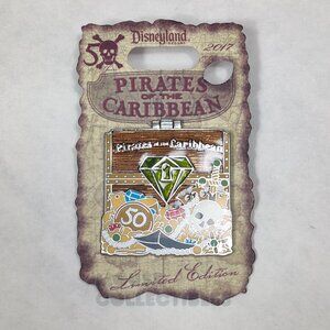 Disney Disneyland Pirates of the Caribbean Pin 50th Green Gem Drinking Pirate